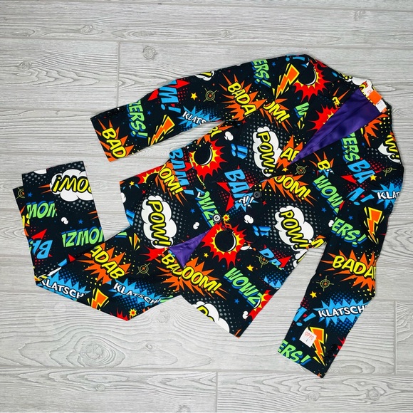 Opposites super hero comic book pow bam wow words kids suit side 10 dress  up